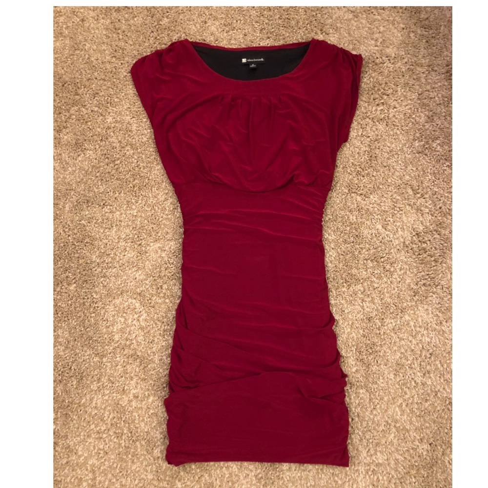 Dark red fitted cocktail dress